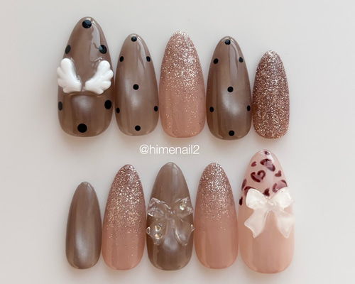 ネイルチップ 3個セット つけ爪 ショート ハート まだら レオパード 8386ac74dd81a2e40fcfd528fe5a36