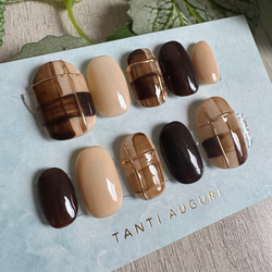 【新着！】チェックニュアンスネイルチップʕ•̫͡•ʕ•̫͡•ʔ 2枚目の画像