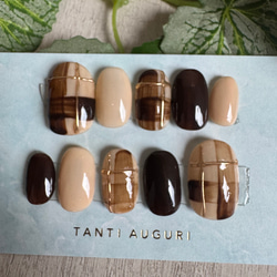 【新着！】チェックニュアンスネイルチップʕ•̫͡•ʕ•̫͡•ʔ 1枚目の画像