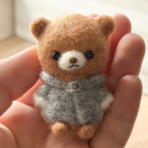 ふわふわコートのくまちゃん ぬいぐるみ 〜受注制作〜 羊毛フェルト