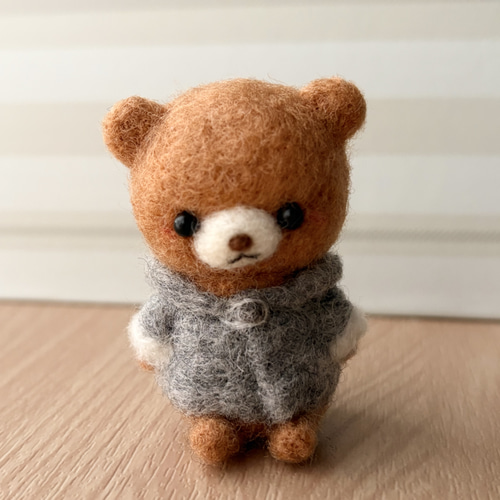 ふわふわコートのくまちゃん ぬいぐるみ 〜受注制作〜 羊毛フェルト
