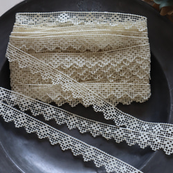 フランス 1m アンティークレース C1098 アイボリー 7枚目の画像