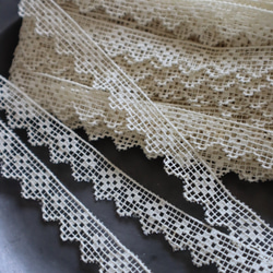 フランス 1m アンティークレース C1098 アイボリー 8枚目の画像