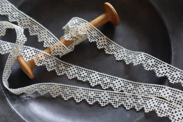 フランス 1m アンティークレース C1098 アイボリー 2枚目の画像