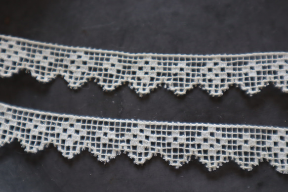 フランス 1m アンティークレース C1098 アイボリー 5枚目の画像