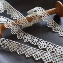 フランス 1m アンティークレース C1098 アイボリー 4枚目の画像