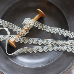 フランス 1m アンティークレース C1098 アイボリー 3枚目の画像