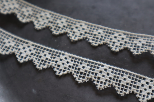 フランス 1m アンティークレース C1098 アイボリー 6枚目の画像