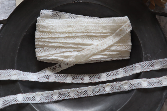 フランス 1m アンティークレース C1099 ホワイト 7枚目の画像