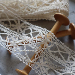 フランス 60㎝ アンティーク PUYボビンレース C1096 ナチュラル 4枚目の画像