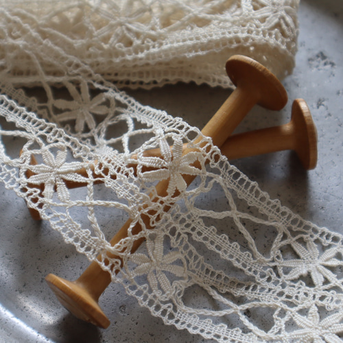 フランス 60㎝ アンティーク PUYボビンレース C1096 ナチュラル レース
