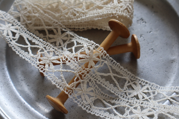フランス 60㎝ アンティーク PUYボビンレース C1096 ナチュラル 3枚目の画像