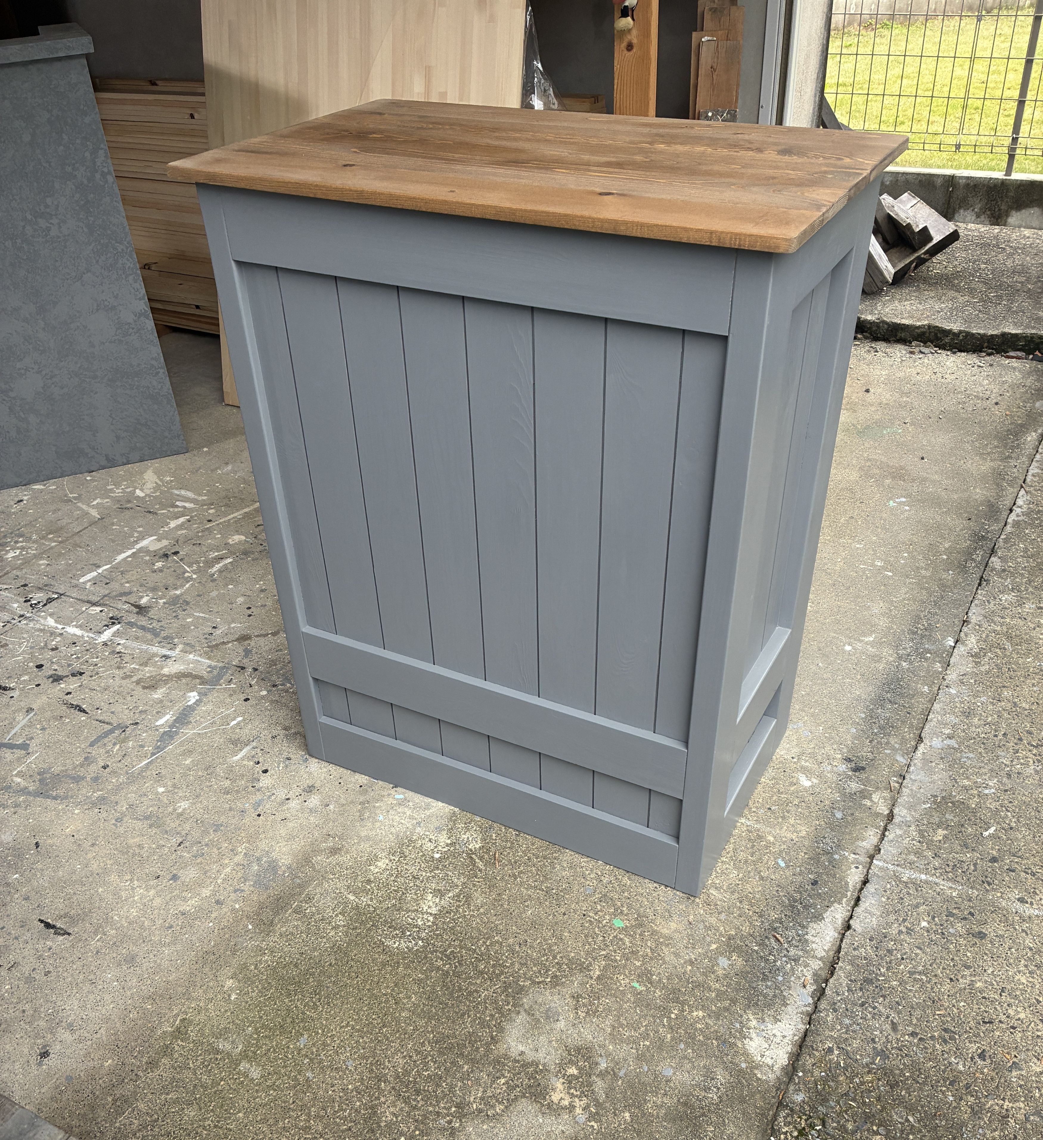 ［受注製作］グレー＆ミデｲアム☆受付カウンターテーブル　レジカウンター750