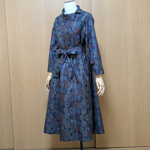 SOLD 着物リメイク ワンピース 大島紬 M〜L ワンピース さらあお 通販