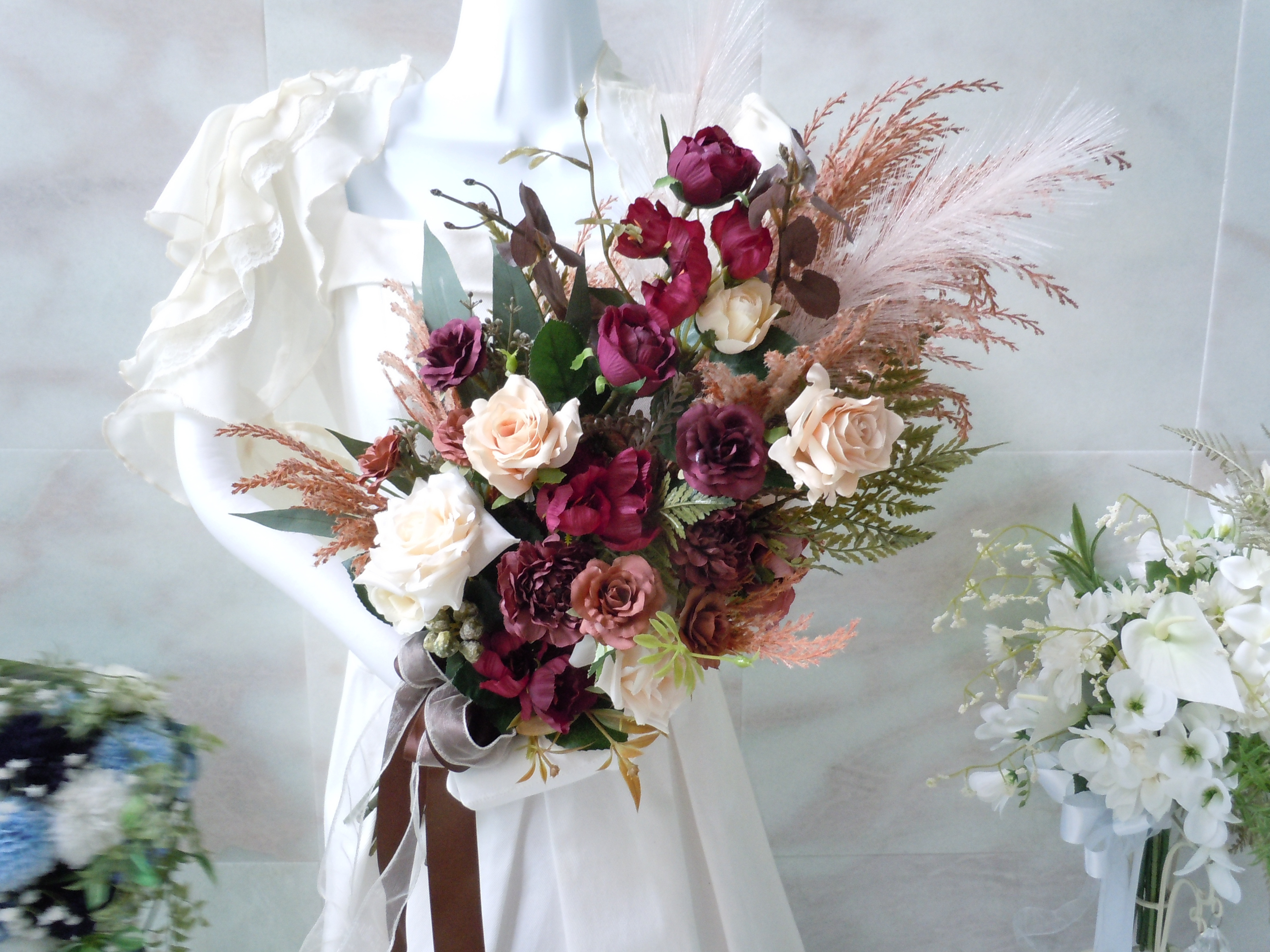 ◆アンティークローズのアームブーケ◆オータムカラー アースカラー アンティークブーケ ウエディングブーケ スワッグにも
