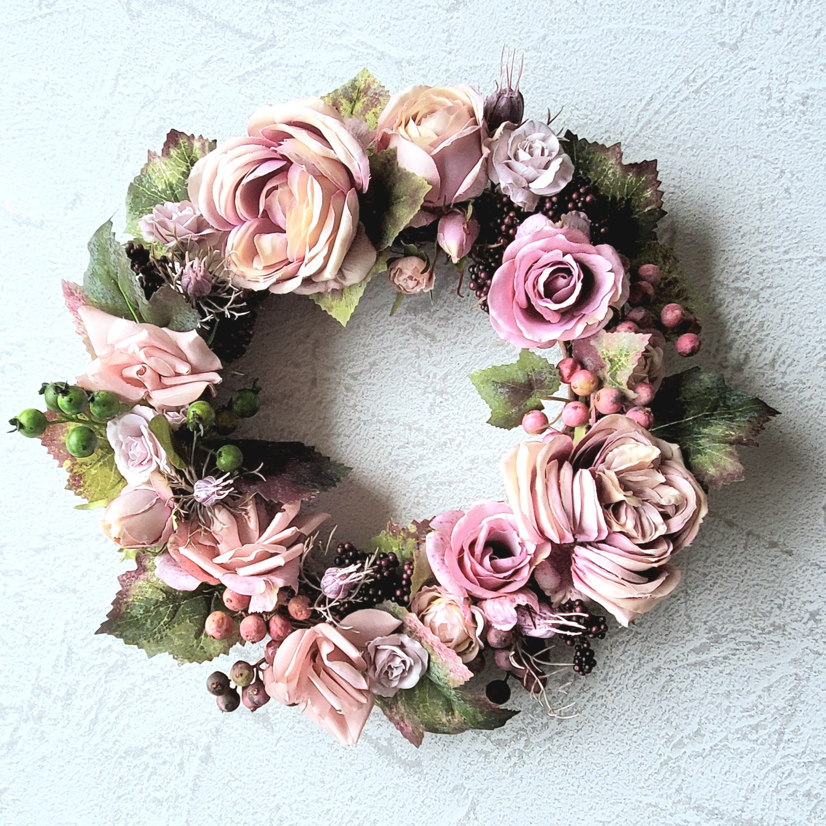 秋バラのリース*36cm*『Creema限定』