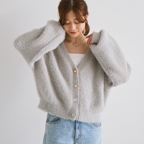 AW新作】やみつきふわふわニットカーディガン Vネック シャギー