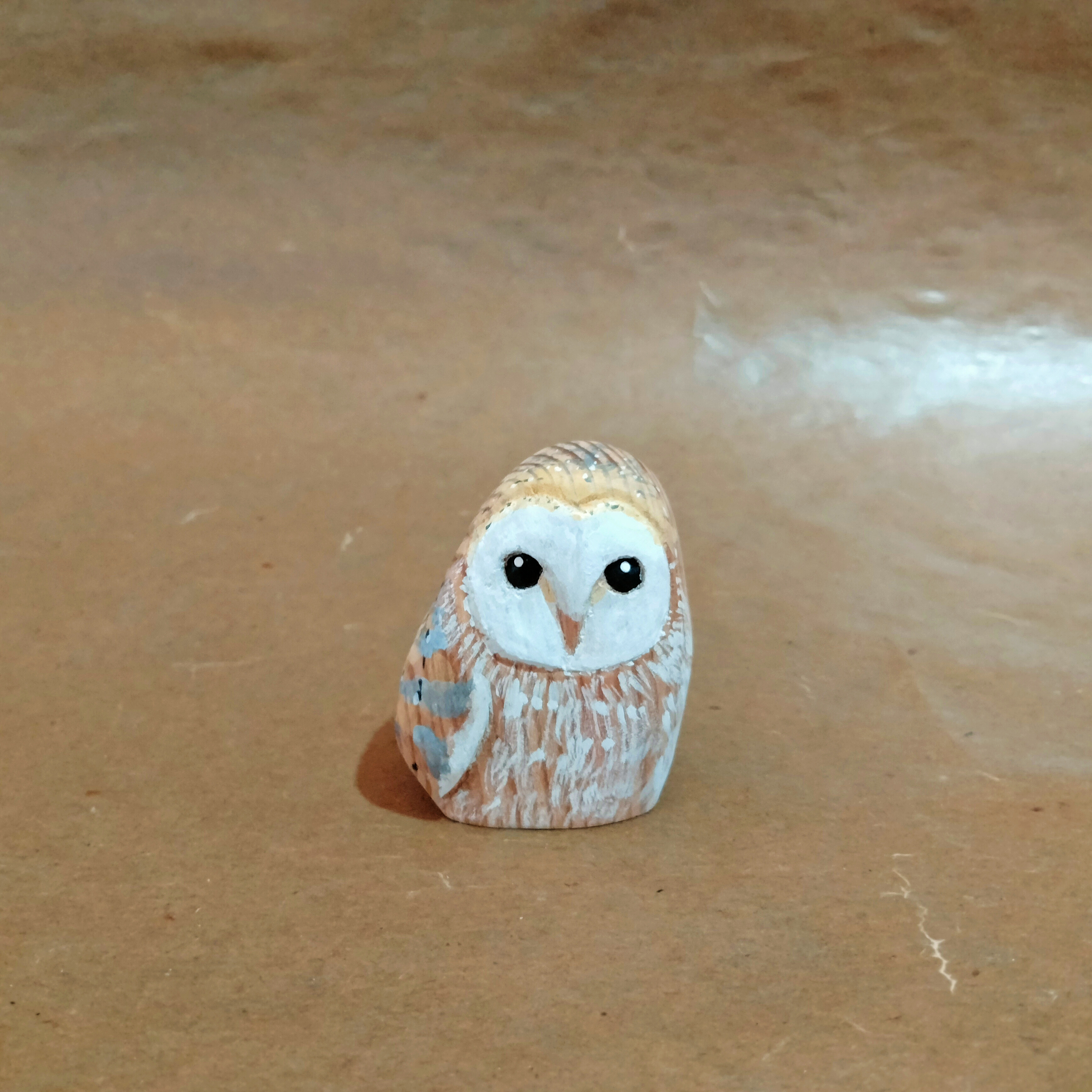 彩色木彫刻置物　フクロウ小◆ヤクスギ③