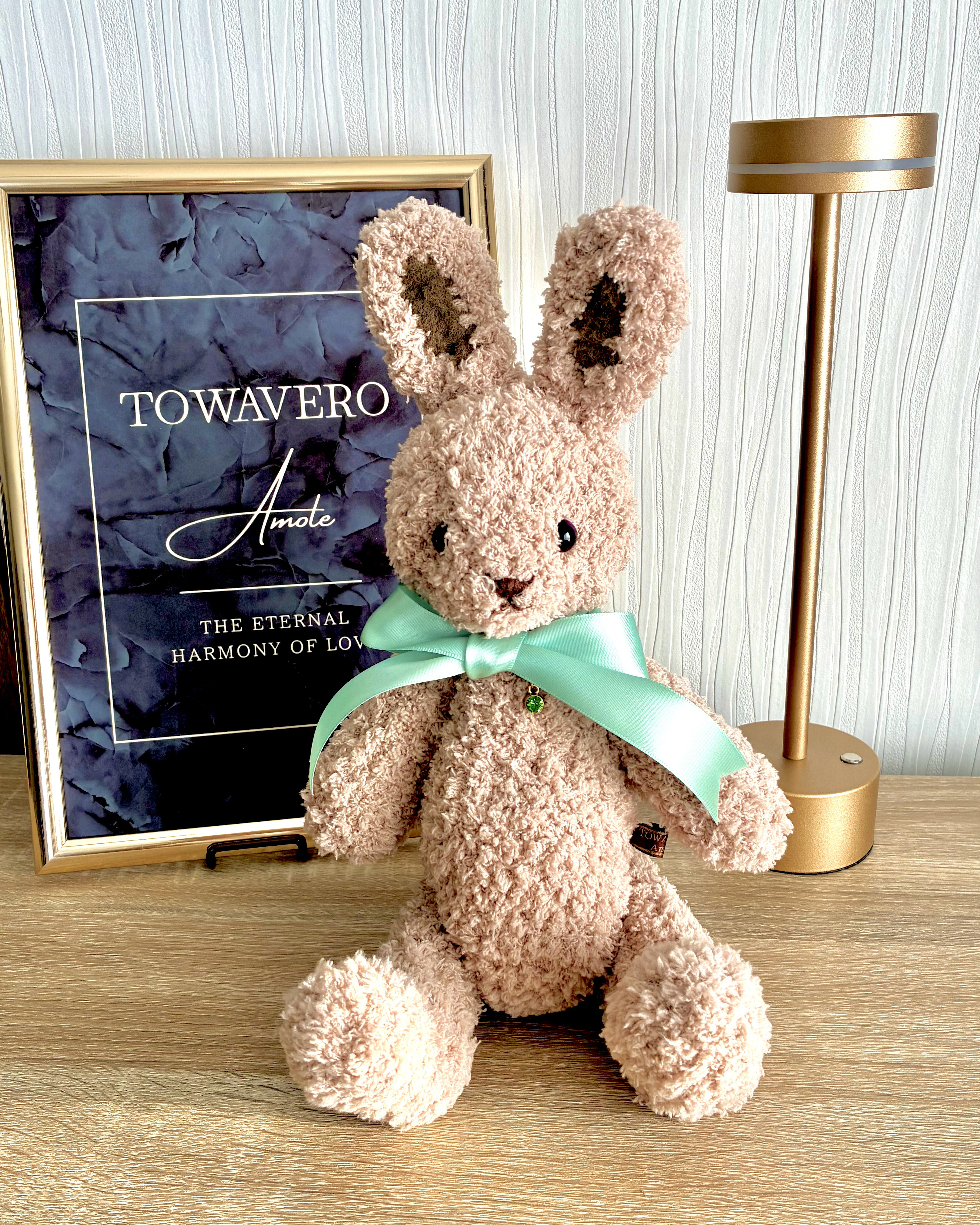 【送料無料】ふわふわ抱っこうさぎ（座高32cm）/ベージュ/パープルアイ/あみぐるみ