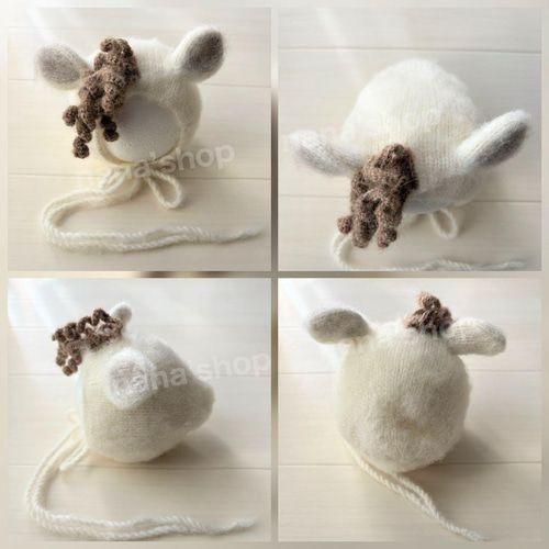 馬♪帽子とあみぐるみセット ニューボーンフォト衣装 ボンネット 月齢