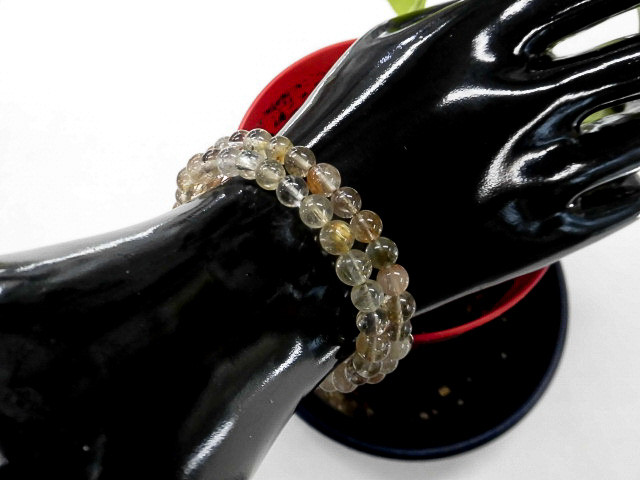 天然石 ルチルクォーツ形状記憶ブレスレット・アンクレット  　　250720551