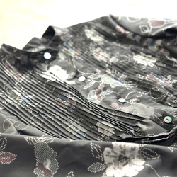 アンティーク大島紬のノーカラーコート パッチワーク リバーシブル 青