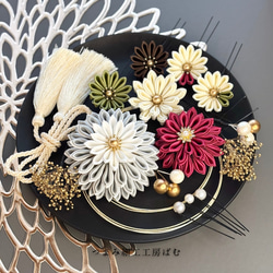 受注販売】サテンつまみ細工のボールブーケ 大『百合』/ウエディング