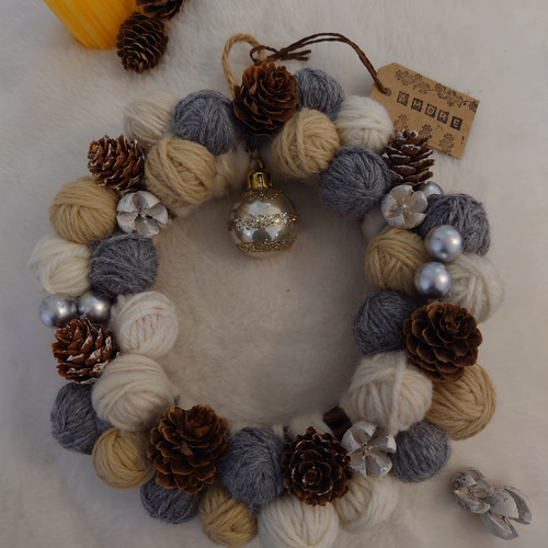 毛糸玉 クリスマスリース ニットボールリース リース amore 通販