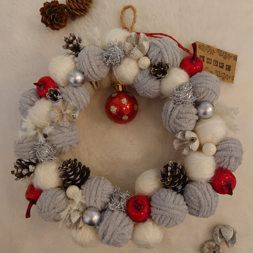 毛糸玉 クリスマスリース ニットボールリース リース amore 通販
