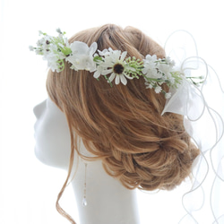 ☆ハンドメイド☆花冠（はなかんむり） 花冠 大人用 ~ Sweet Flower Tiara ~ 白 花かんむり 結婚式
