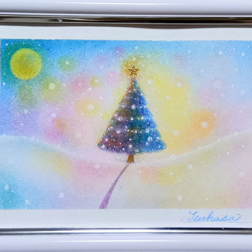 パステルアート 月光と彩のクリスマスツリー パステル画原画 絵画 T's