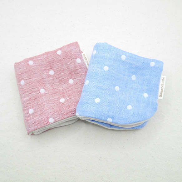ふわもこハンカチ｜ドット×無添加-Dots × Natural Cotton-｜L・20×20cm｜ガーゼハンカチ 1枚目の画像