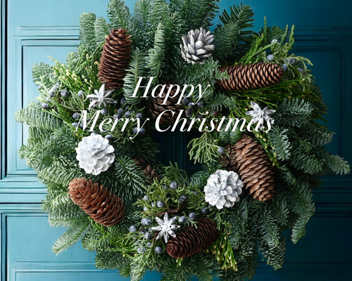 オレゴン産のフレッシュクリスマスリース 本場のモミの木 30センチ