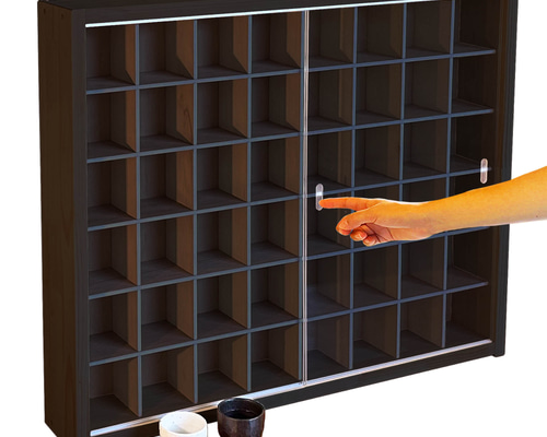 お猪口 ブラック色全塗装 コレクションケース 48マス 収納 アクリル