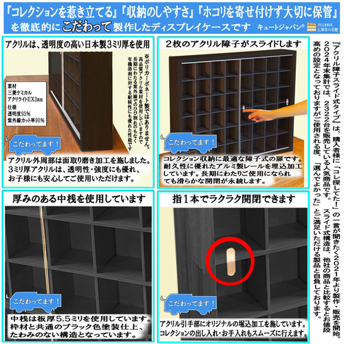 お猪口 ブラック色全塗装 コレクションケース 48マス 収納 アクリル