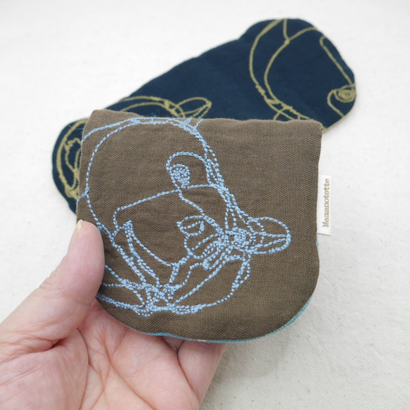 ふわもこハンカチ｜くま刺繍-Bear Embroider-｜S・10×20cm｜ガーゼハンカチ｜敏感肌｜プチギフト 2枚目の画像