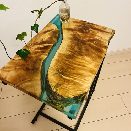 レジンテーブル 栃の木 ソファテーブル サイドテーブル コーヒー