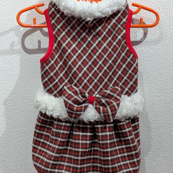 犬服♪コードチェックのワンピース　リード通し穴有り（小型犬SS～LL） 1枚目の画像