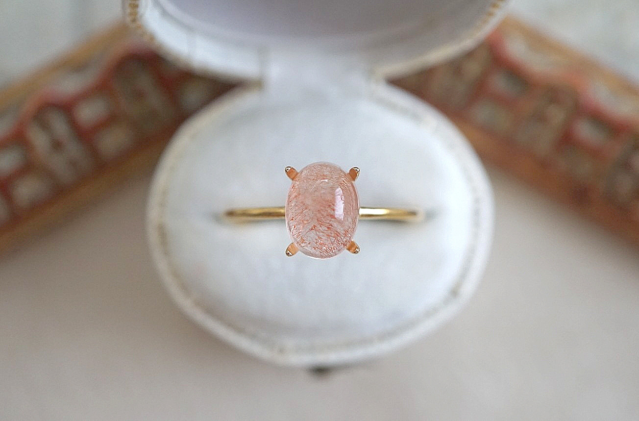 ⑥【８×６mm】カザフスタン産　ストロベリークォーツRing〈１８kgp〉 9,120円