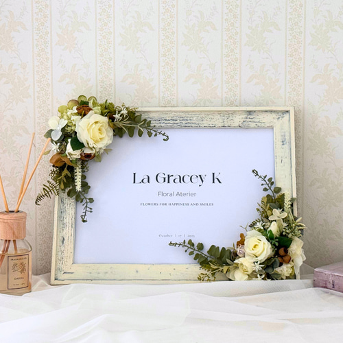 フォトフレーム 花 ウェルカムボード A4 アーティフィシャルフラワー