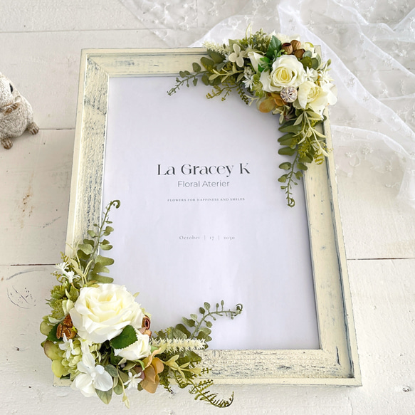 フォトフレーム 花 ウェルカムボード A4 アーティフィシャルフラワー