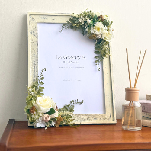 フォトフレーム 花 ウェルカムボード A4 アーティフィシャルフラワー