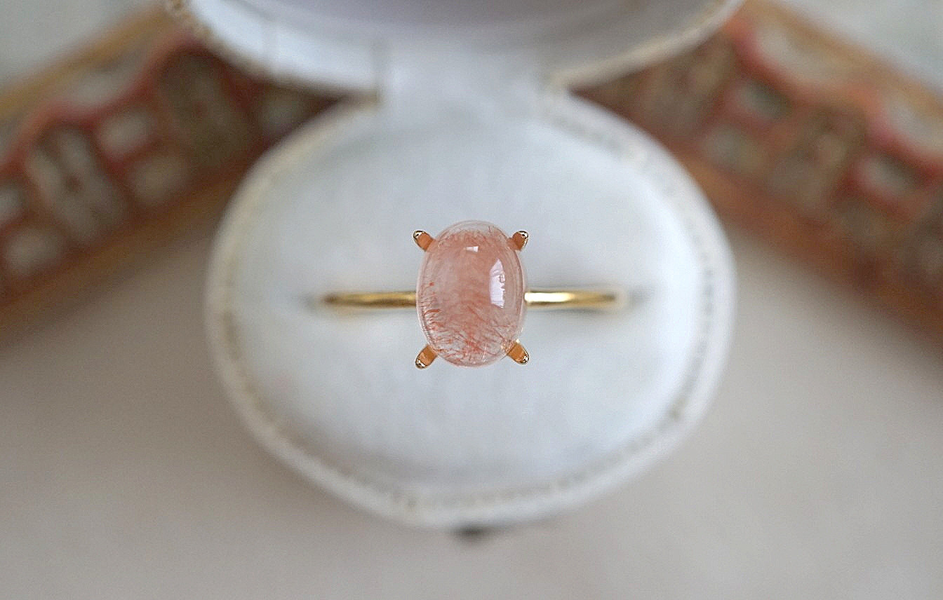 ⑬【８×６mm】カザフスタン産　ストロベリークォーツRing〈１８kgp〉