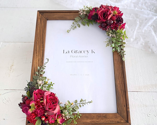 フォトフレーム 花 ウェルカムボード A4 アーティフィシャルフラワー