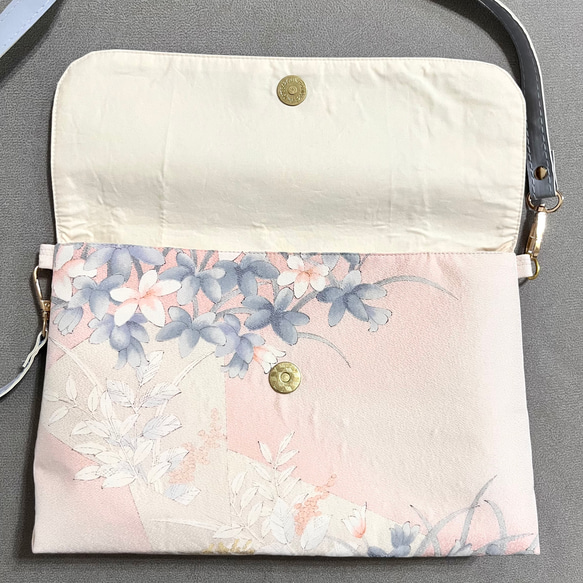 着物リメイク　ショルダーバック　斜めがけポシェット　ハンドメイド　【小径】22 6枚目の画像