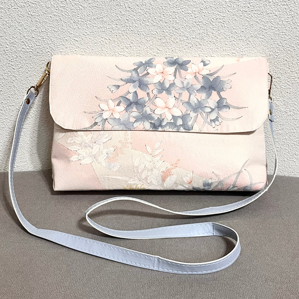 着物リメイク　ショルダーバック　斜めがけポシェット　ハンドメイド　【小径】22 3枚目の画像