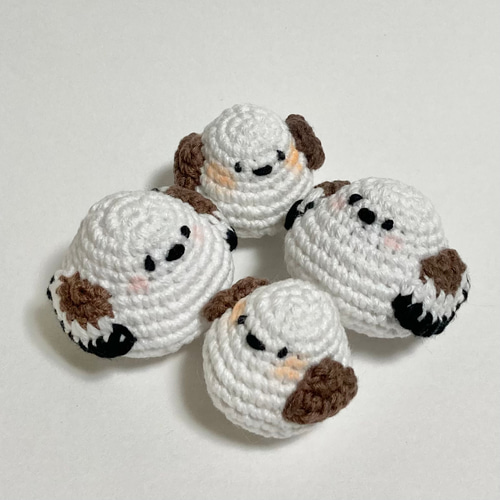 ころんと寄り添う シマエナガ親子マグネット＊ミニ編みぐるみ2羽セット