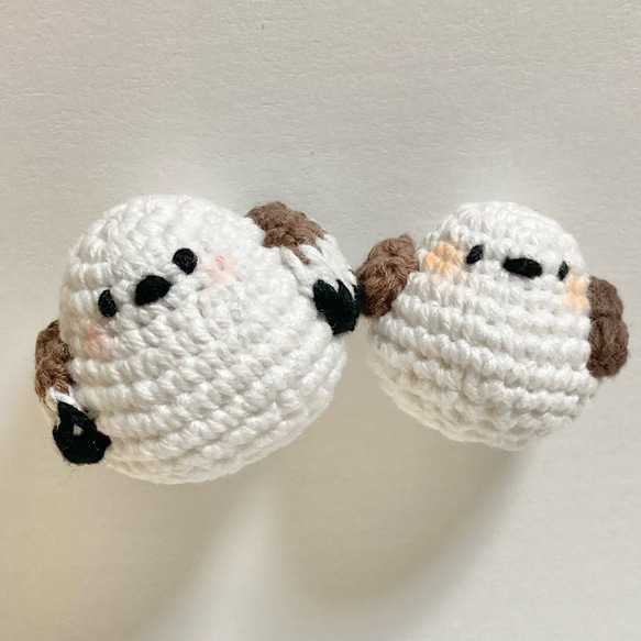 ころんと寄り添う シマエナガ親子マグネット＊ミニ編みぐるみ2羽セット