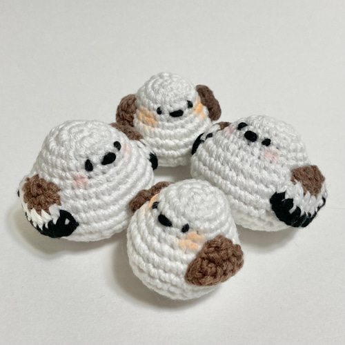 ころんと寄り添う シマエナガ親子マグネット＊ミニ編みぐるみ2羽セット