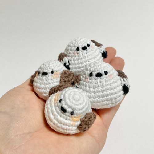 ころんと寄り添う シマエナガ親子マグネット＊ミニ編みぐるみ2羽セット